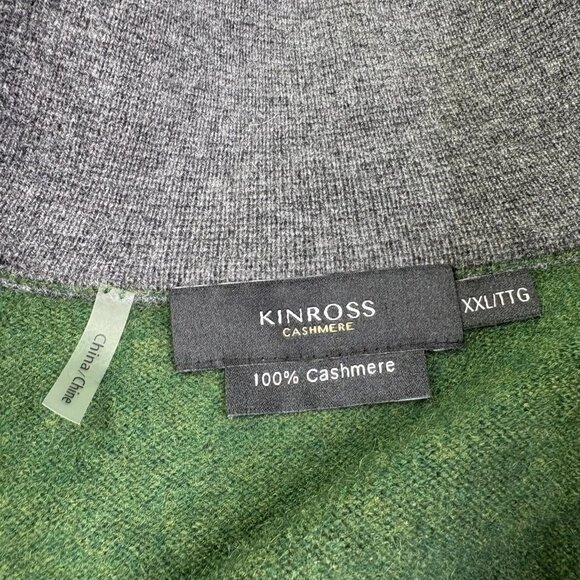 Kinross Men's Green Cashmere 1/4 Soft Knit Mock Neck Long Sleeve Sweater 2XL - Picture 7 of 10